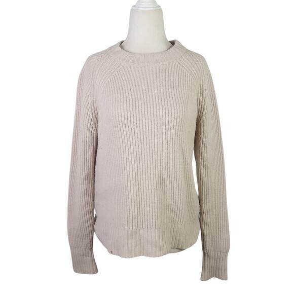 Wilfred Free Aritzia tan cream ribbed knit wool pullover sweater XS - Picture 1 of 8